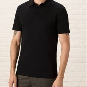 Pact Men’s Organic Cotton Luxe Stretch Jersey Slim Black Polo Shirt, Size Small
